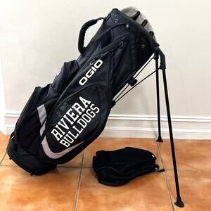 OGIO Vision Golf Stand Bag Black 8-Way Dual Strap, Rain Cover, Riviera Bulldogs